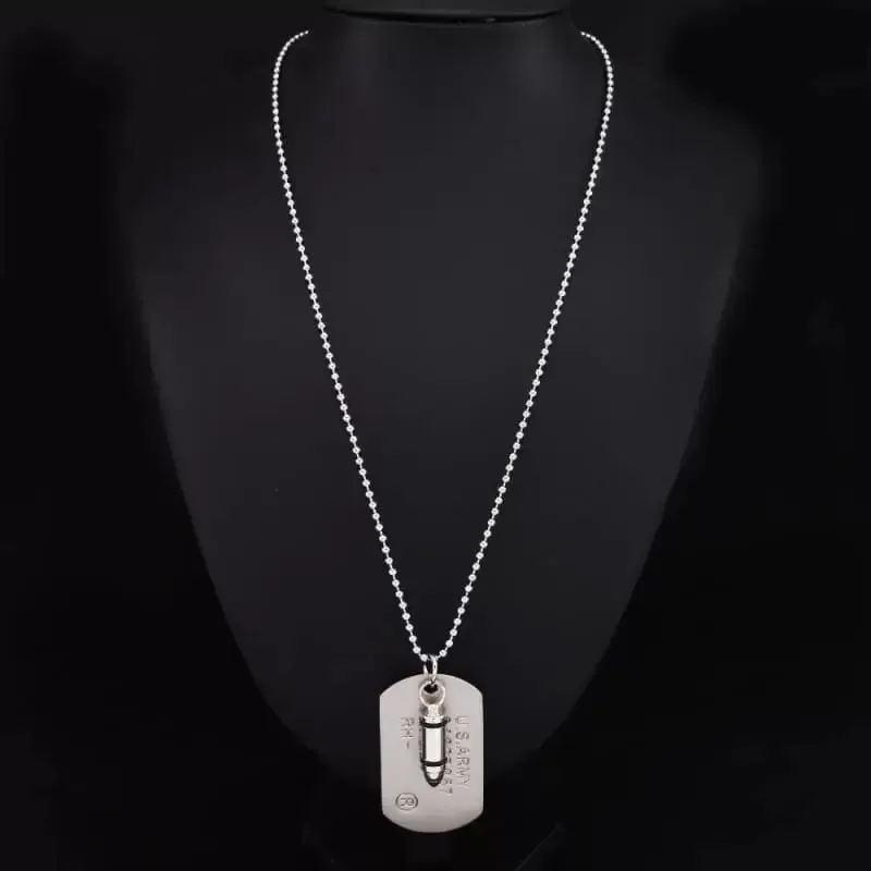 PLAQUE MILITAIRE AVEC MOTIF MUNITION (ACIER INOXYDABLE)