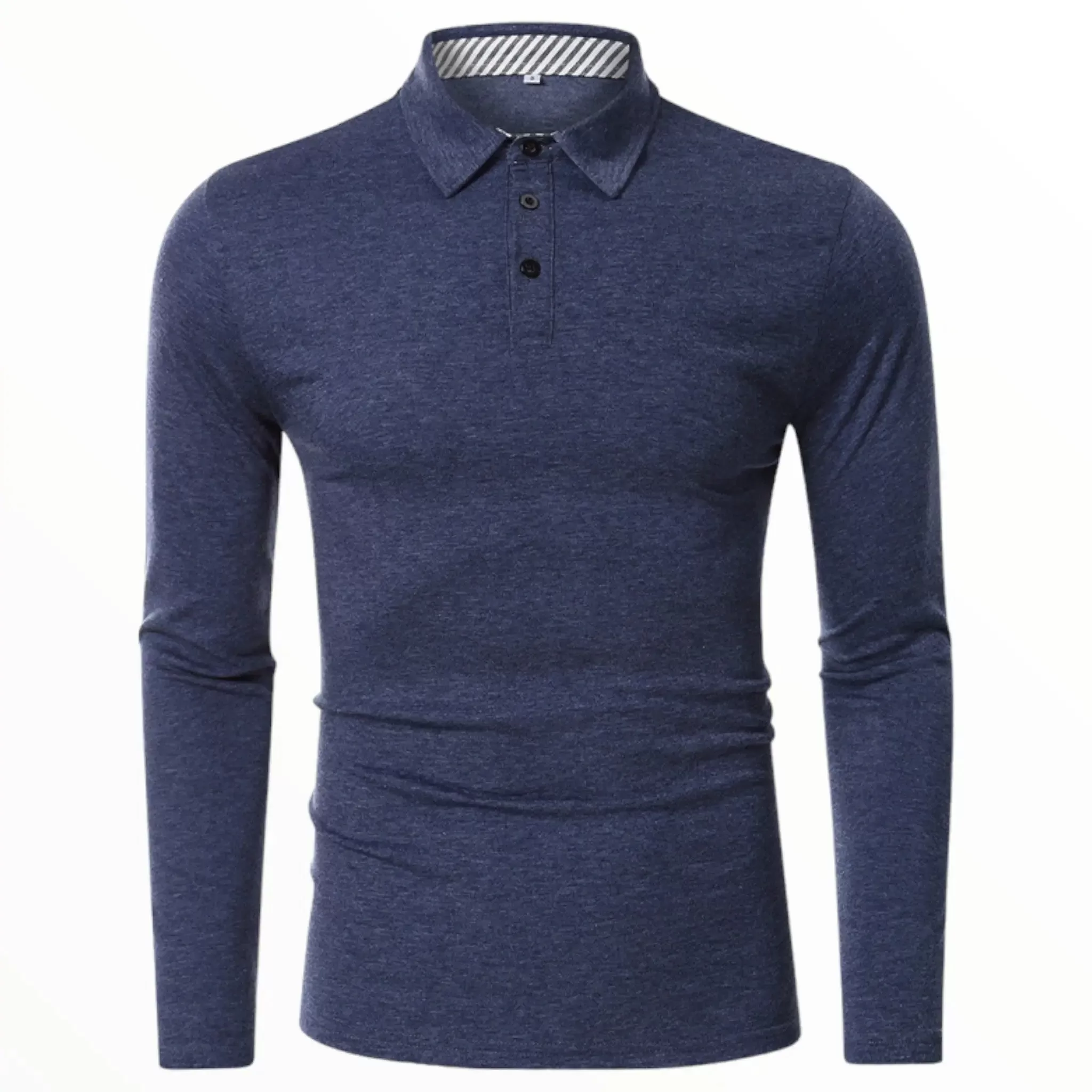 Polo bleu marine manches longues – Image 2